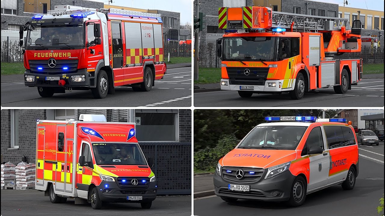 [Neuer RTW & Leih-DLK] - Einsatzfahrten Feuerwehr Bergheim zu verschiedenen Einsätzen - (5x Reserve)