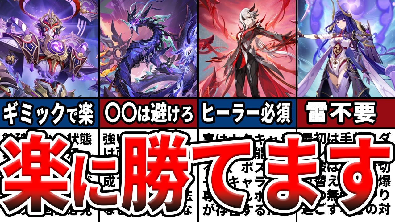 【原神】全週ボス11体の簡単攻略法！知らないと損なギミックや簡単攻略のコツ、オススメキャラや編成をゆっくり解説！【初心者】