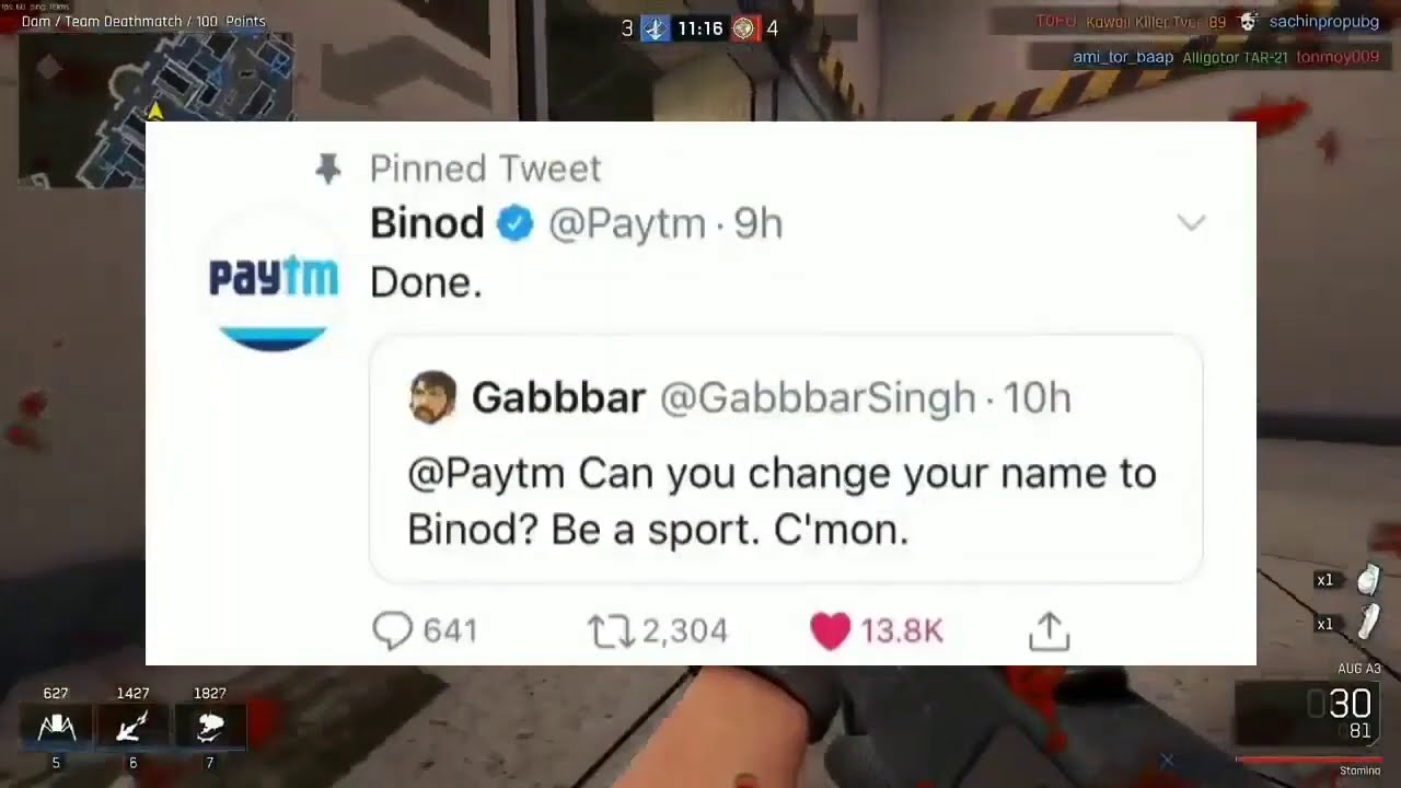 Paytm changed name binod!!!!