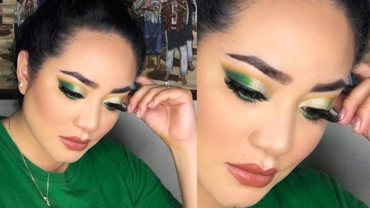 MAQUILLAJE  CON TONOS VERDES Y AMARILLOS 💚💛