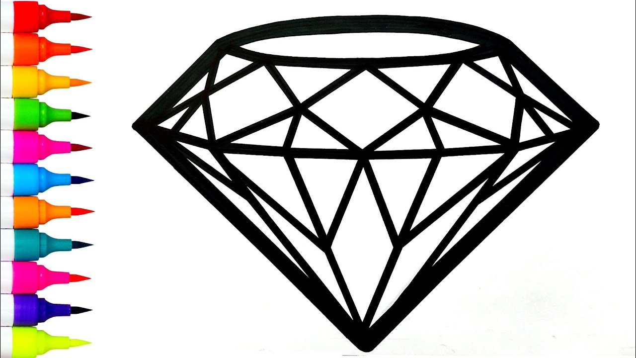 How to Draw a Diamond 💎 | Simple 3D Gem Drawing Tutorial Step by Step 
