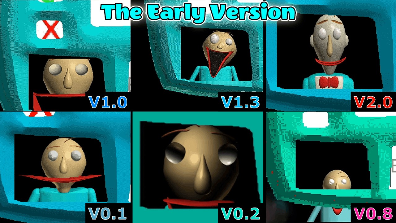 Baldi's Basics Ранняя Версия – V0.1, V0.2, V0.8, V1.0, V1.3 [Сравнение]