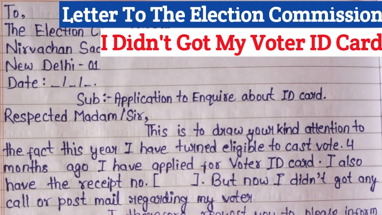 Letter To The Election Commissioner In English | Letter Regarding Your Voter Card |Voter Card Letter