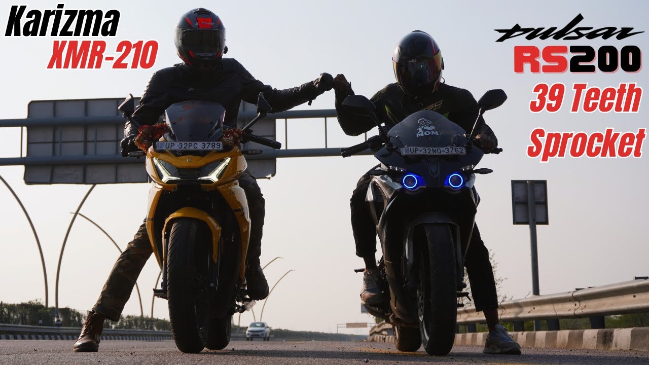 Karizma XMR 210 vs Bajaj RS200 with 39 Teeth Sprocket Drag Race