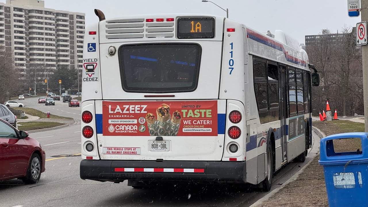 [4K] Brampton Transit - Route 1A: Queen (New Flyer XD40 1107)