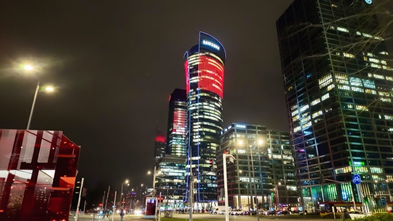 Warsaw at Night 4K: City Lights Drive | Relaxing POV | DJI Pocket 3