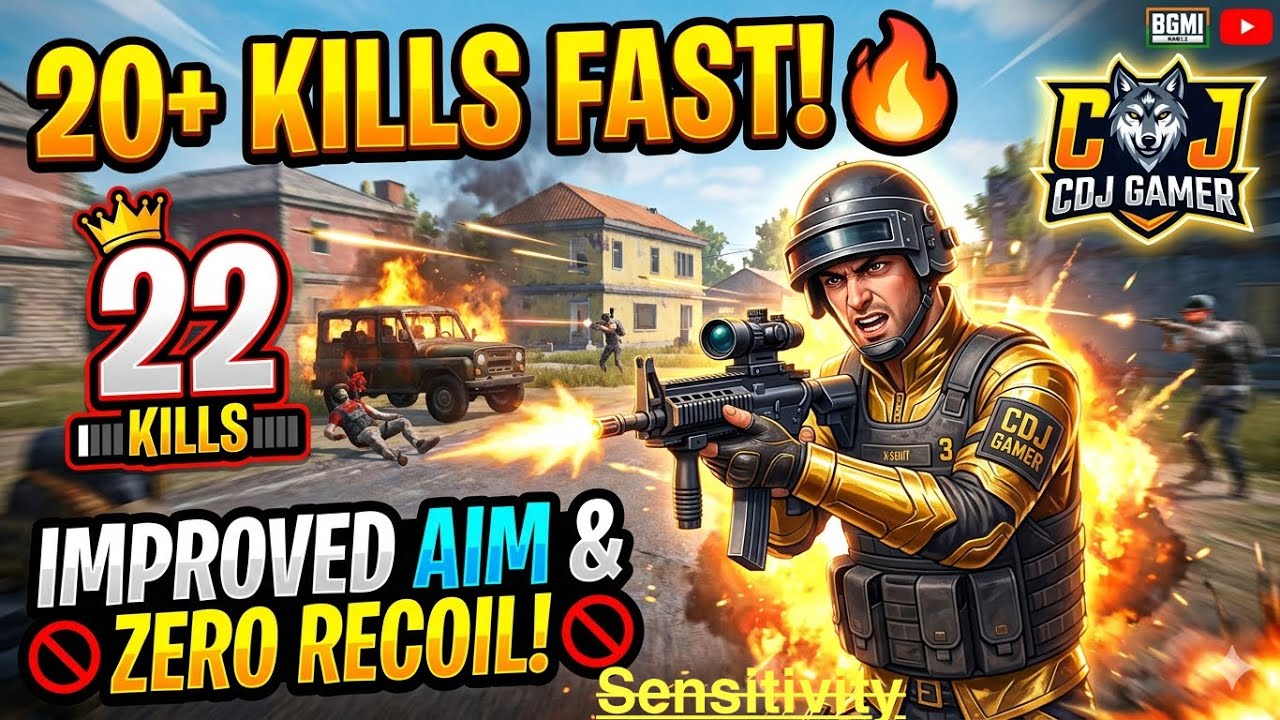 22 KILLS! 😱 BGMI 4.2 IMPROVED AIM & ZERO RECOIL SENSITIVITY | CDJ GAMER] All device working 