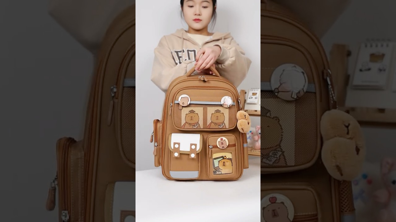 The Capybara backpack has multiple pockets and a large capacity, #highqualitybag #schoolbag