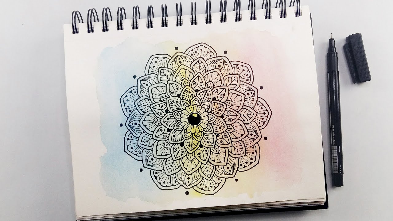 How to draw MANDALA ART for beginners | Mandala in watercolor | Watercolor Mandala Art step by step