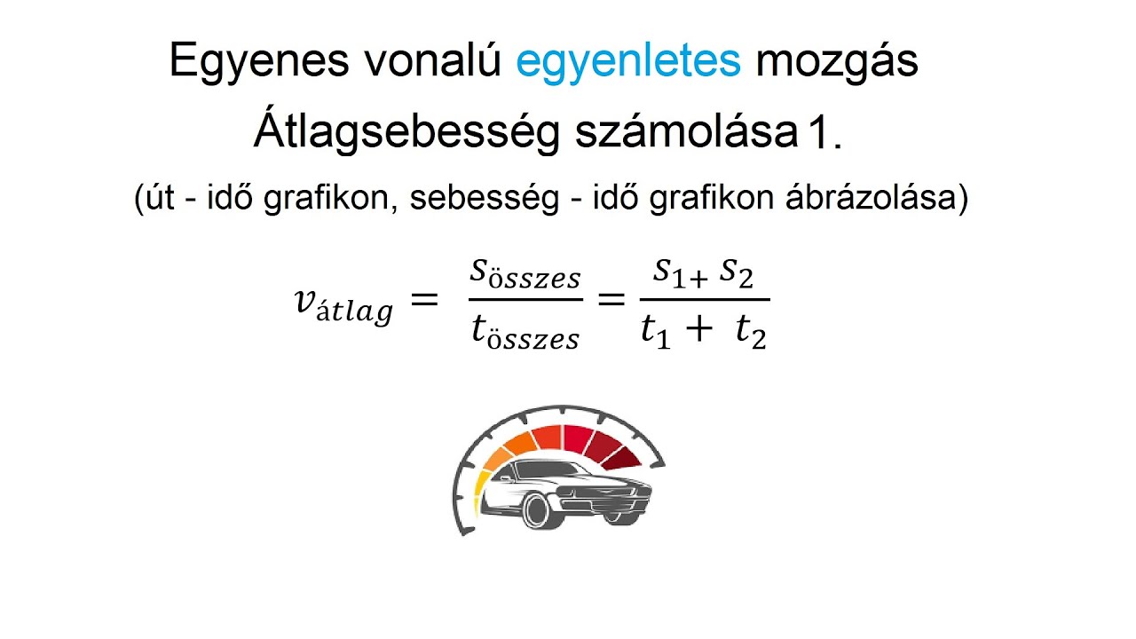 Egyenes vonalú egyenletes mozgás, átlagsebesség számolása 1. ( út- idő, sebesség-idő grafikon)