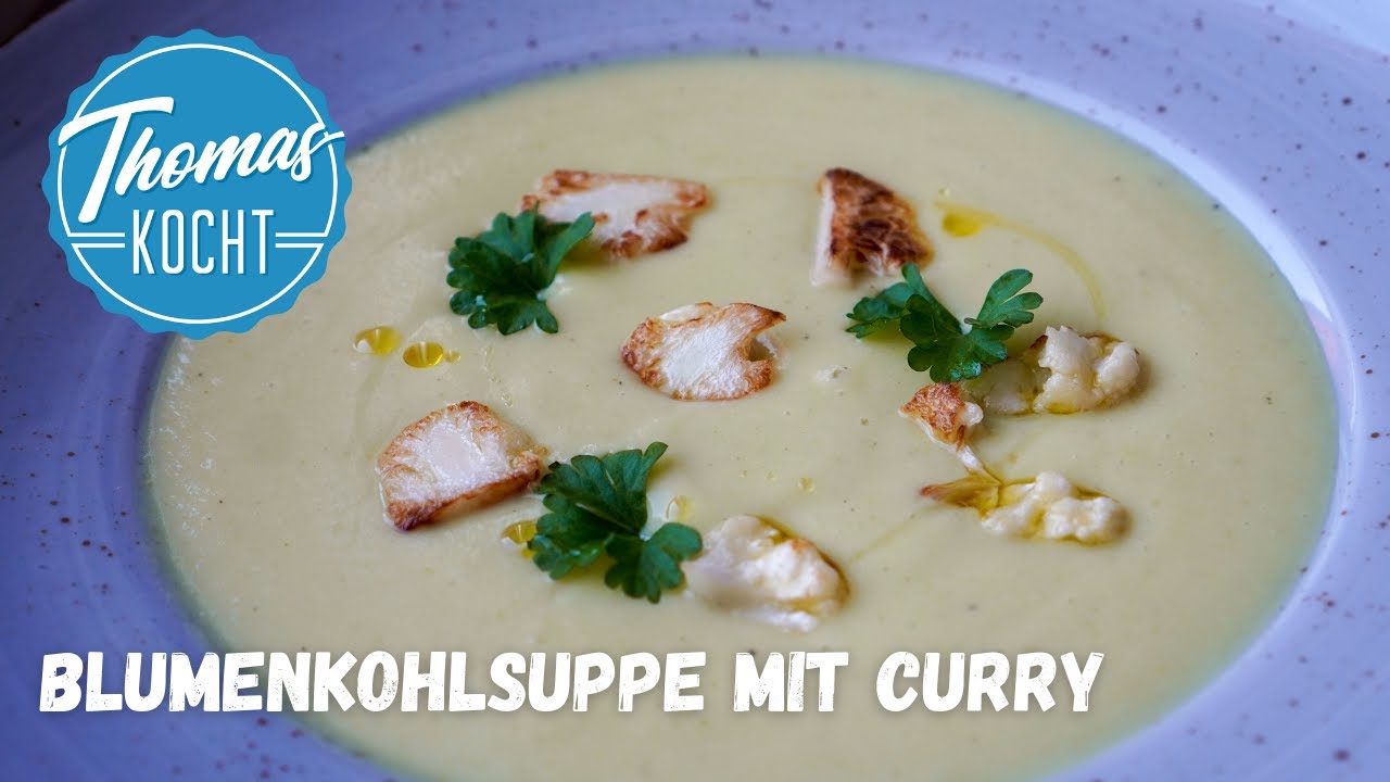 Cremige Blumenkohlsuppe mit Curry - vegan