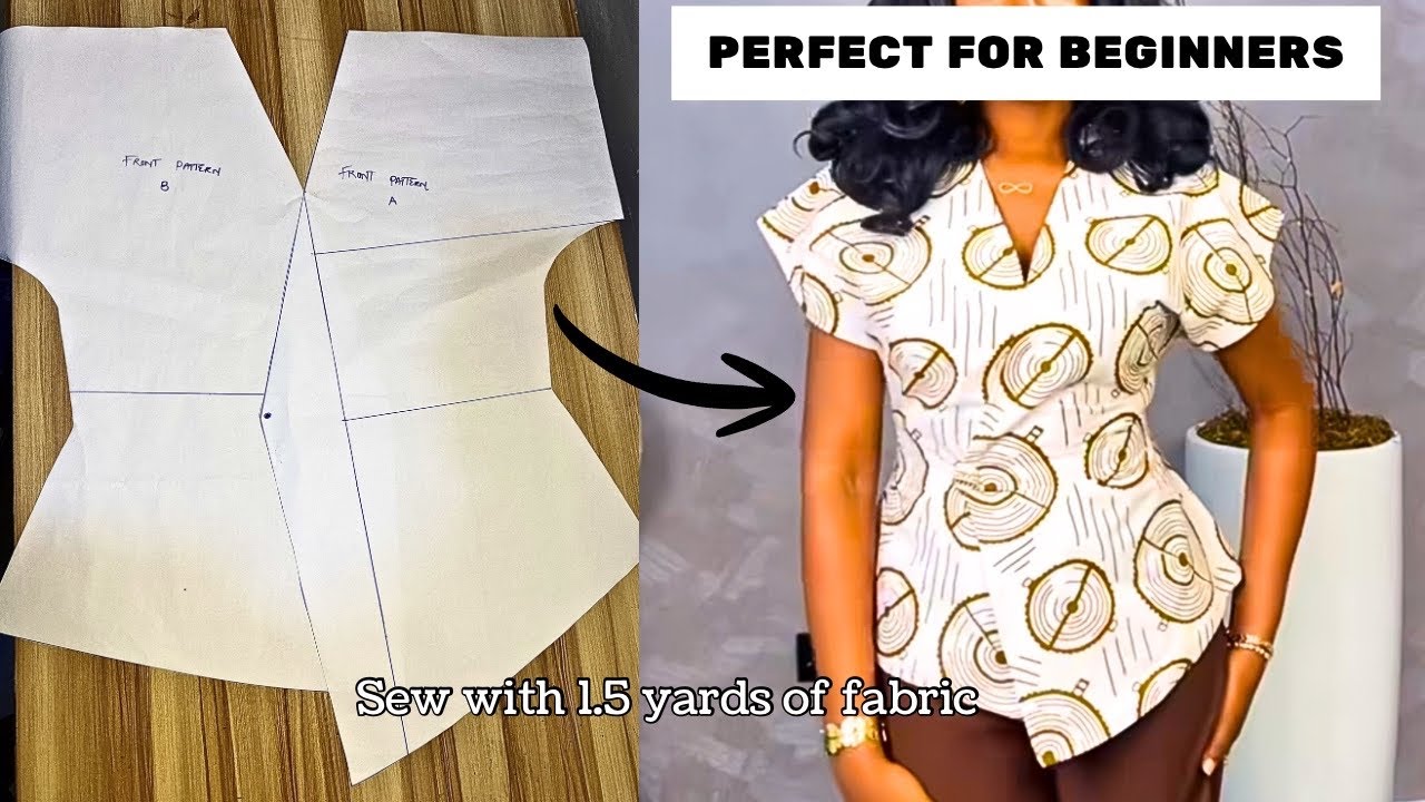How to cut and sew a TRENDY OVERLAP TOP with Asymmetry hemline| Sewing tips and tricks