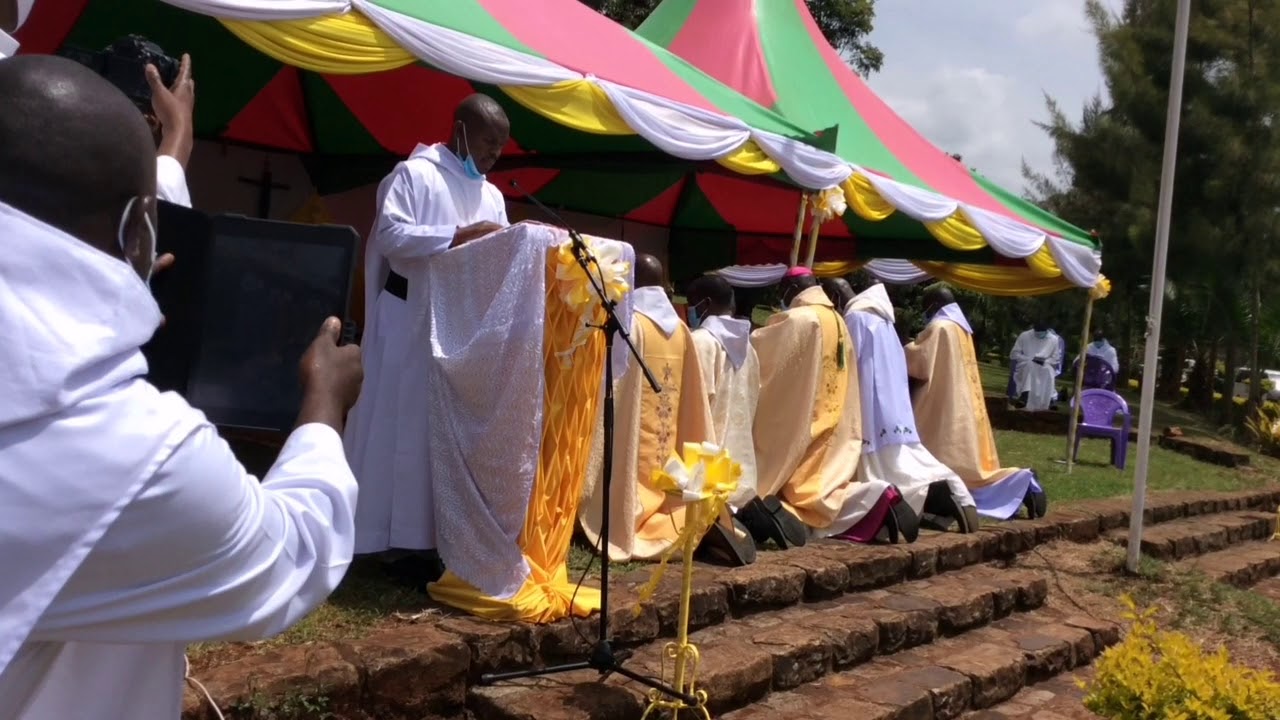 Litany of all saints during Benedictine Abbey Tigoni ordination