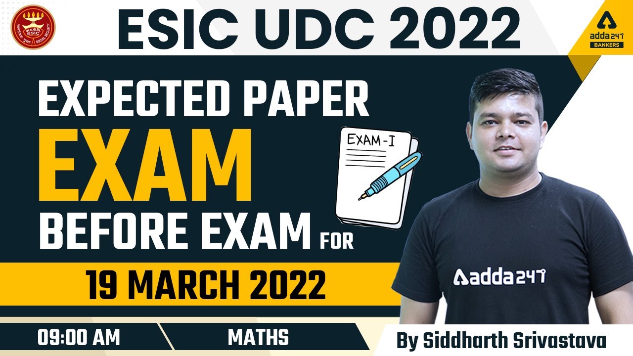 ESIC UDC 2022 | EXPECTED MATHS PAPER BY SIDDHARTH SRIVASTAVA | ADDA247