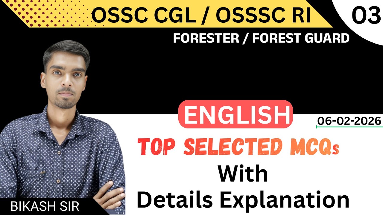 OSSC CGL | OSSSC RI ARI | SELECTED MCQs #bikashsirenglish7 #bikashsir #englishgrammar #ossc #osssc