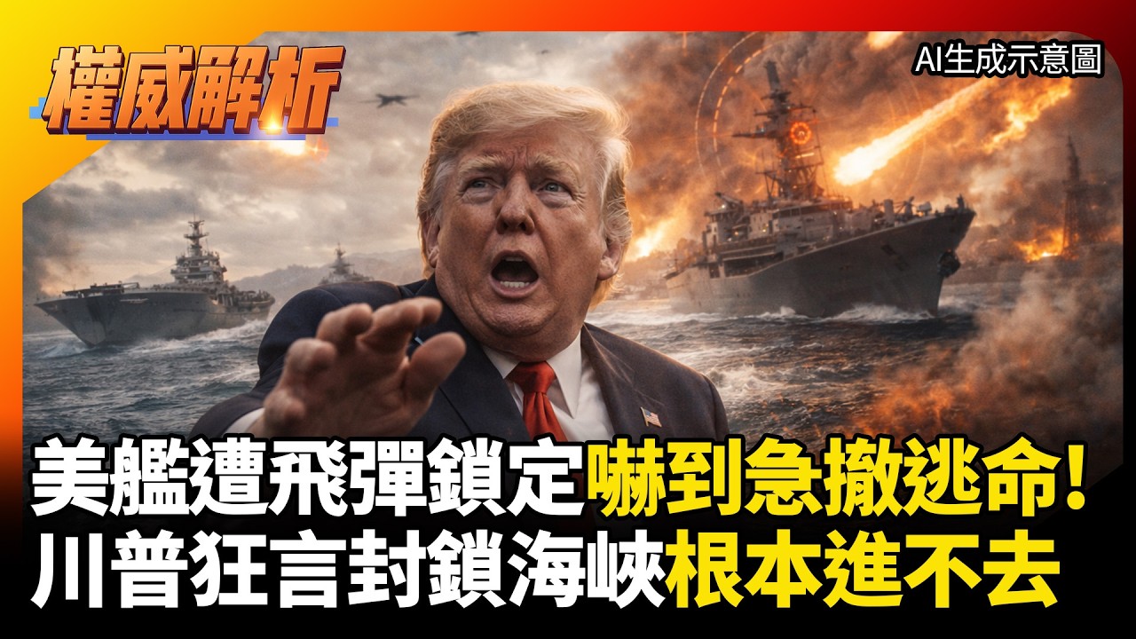 美軍艦遭飛彈鎖定嚇到急撤逃命！川普狂言封鎖海峽根本進不去！紙老虎前線吃癟，無知白宮淪國際超級大笑話！｜#權威解析 #環球大戰線 #寰宇全視界