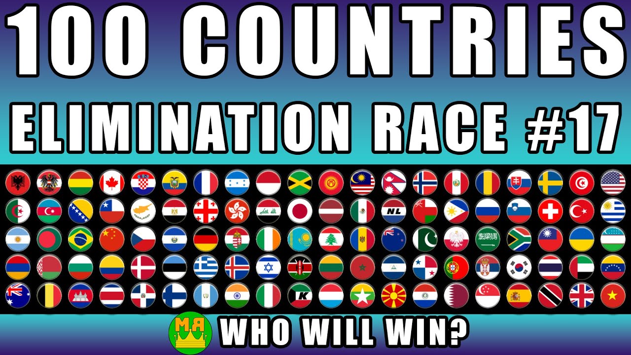 100 Countries Elimination Marble Race in Algodoo #17 \ Marble Race King