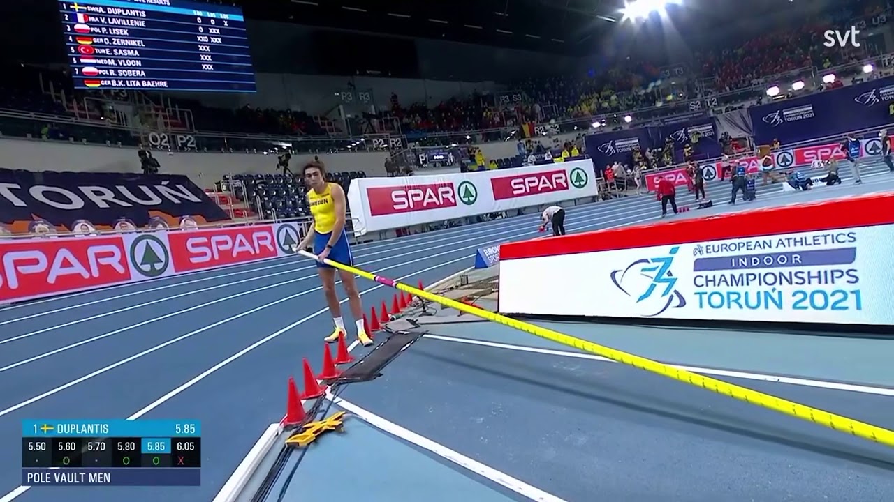 Pole Vault european indoor record 6.05 by Mondo Armand Duplantis