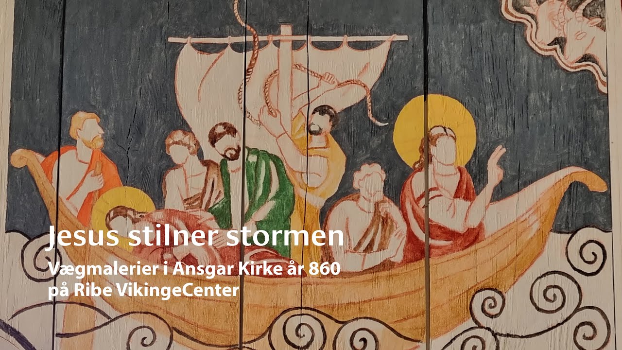 Jesus stilner stormen. Vægmalerier i Ansgar Kirke år 860.