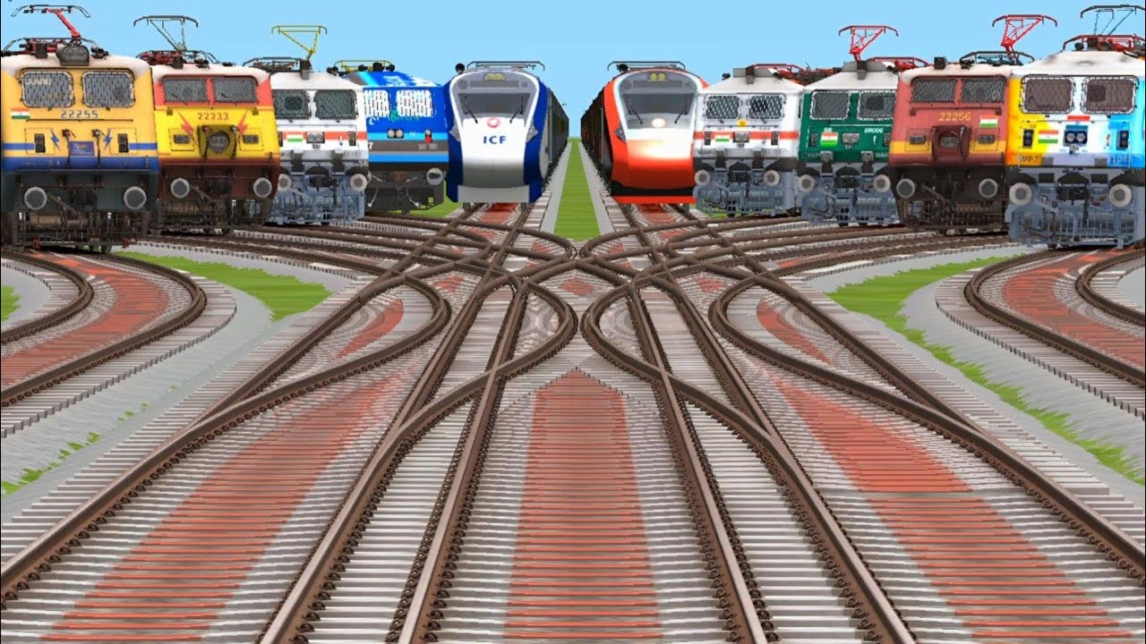 Indian trains locomotive vandhebhart express route express dijle engine and metro station crossing 