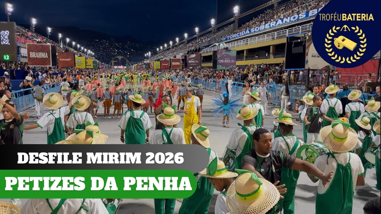 Bateria da Petizes da Penha no desfile mirim de 2026