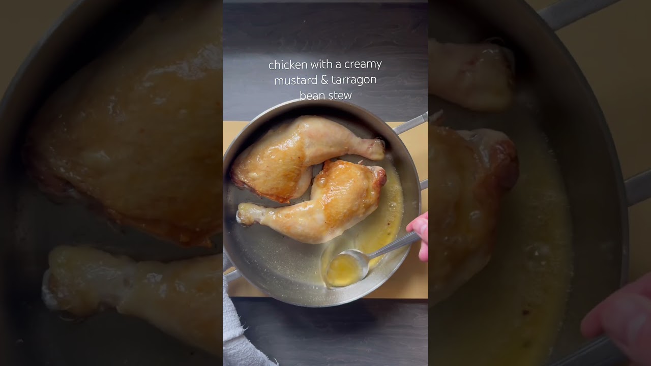 chicken with a creamy mustard & tarragon bean stew 