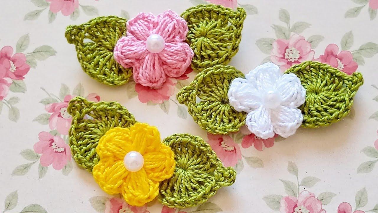 MINI FOLHA DE CROCHE/Aplique