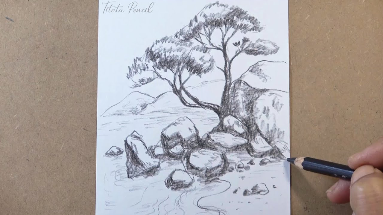 How to Draw a Landscape with pencil step by step | Pencil Drawing