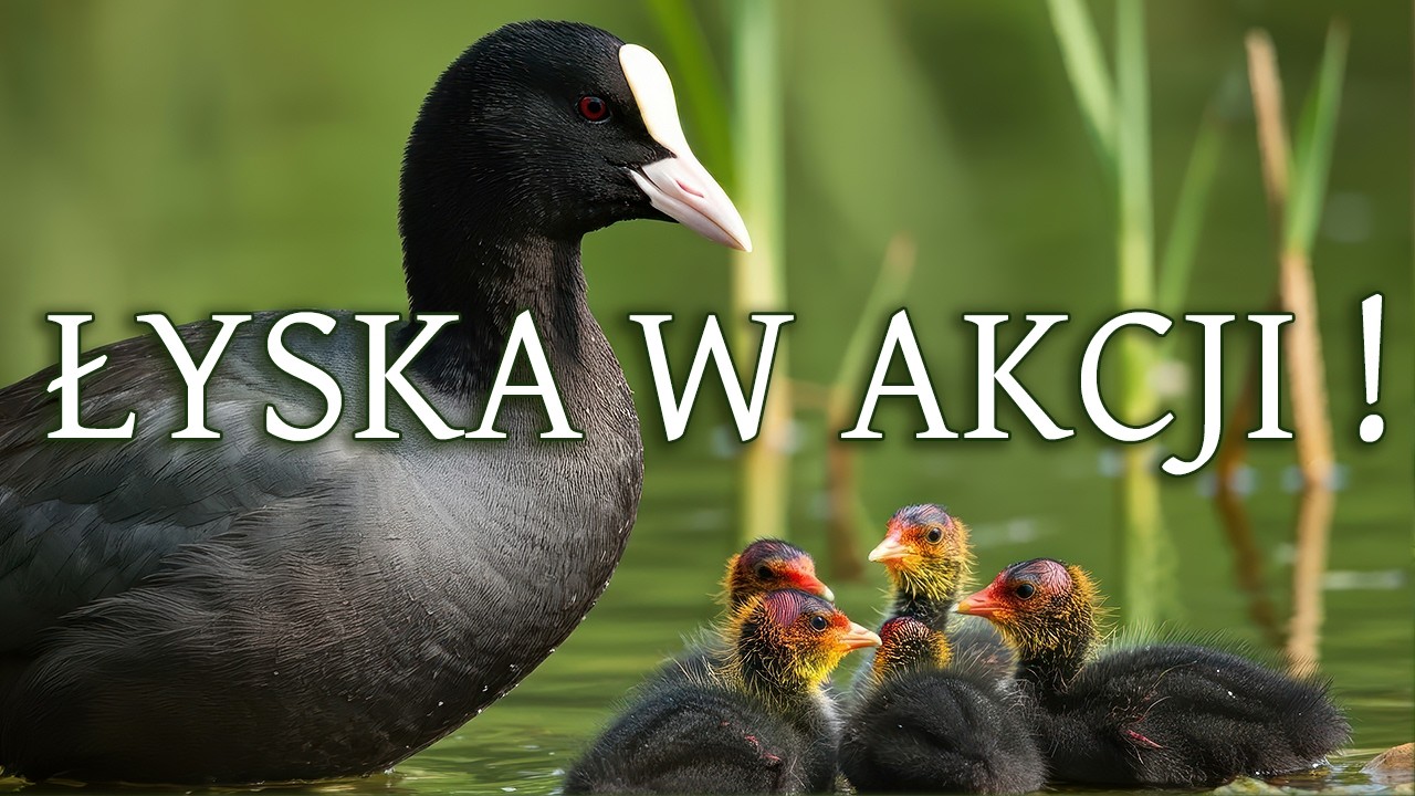 Rodzice w Akcji! Łyska Karmi Pisklęta 🐣 Fulica atra z Bliska - Film Przyrodniczy