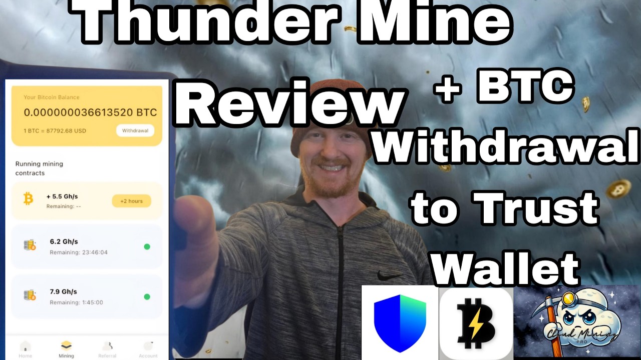 Thunder Mine Review + BTC Withdrawal to Trust Wallet