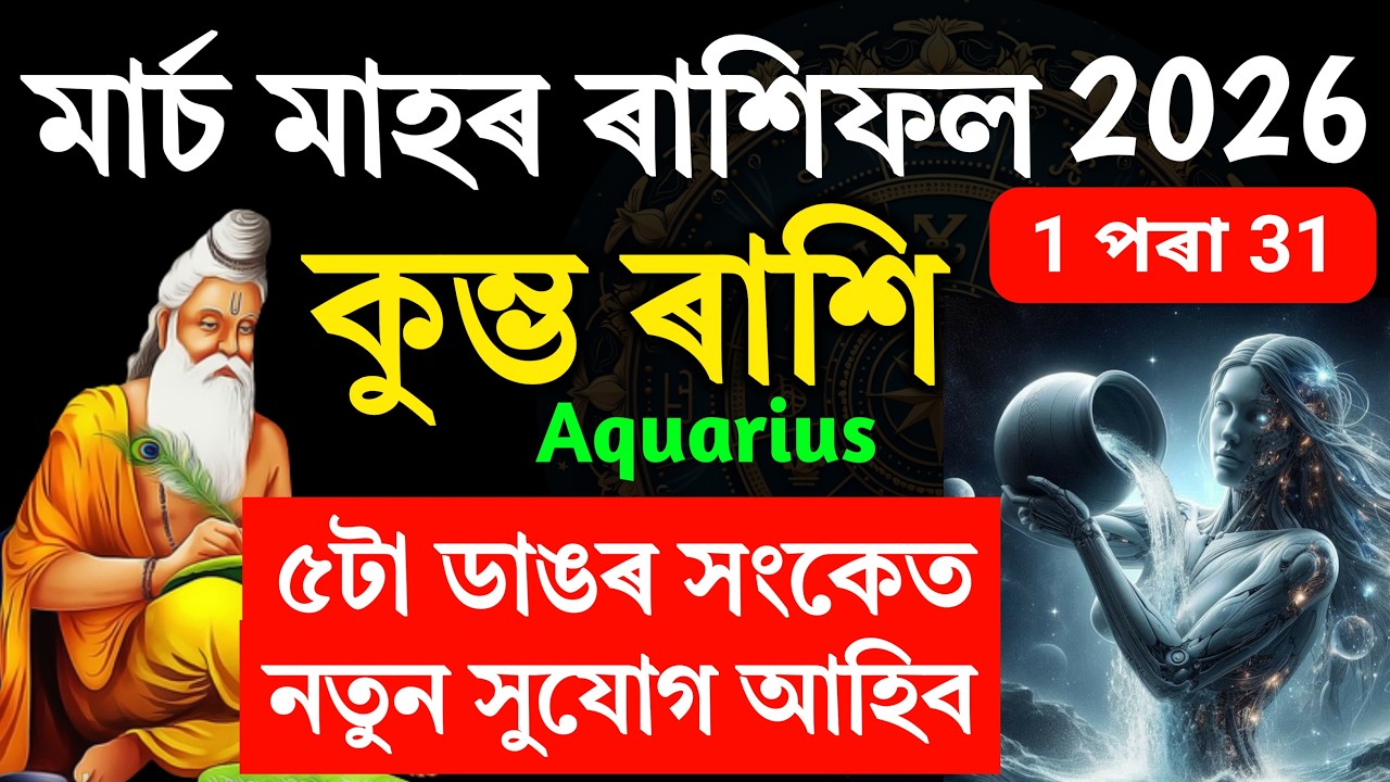 কুম্ভ ৰাশি ২০২৬ মাৰ্চ | ৫টা ডাঙৰ সংকেত | ধন, চাকৰি, প্ৰেমত ডাঙৰ পৰিবর্তন | March monthly rashifal