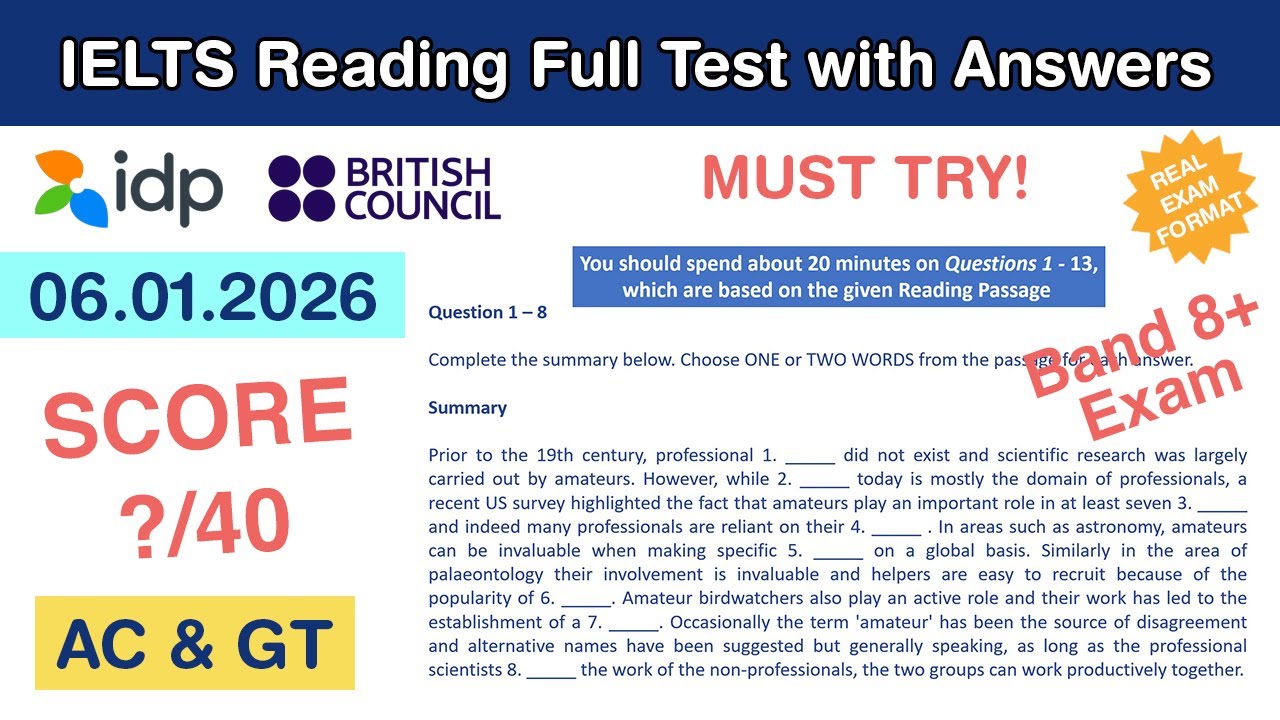 IELTS Reading Practice Test with Answers 06.01.2026 - Test 