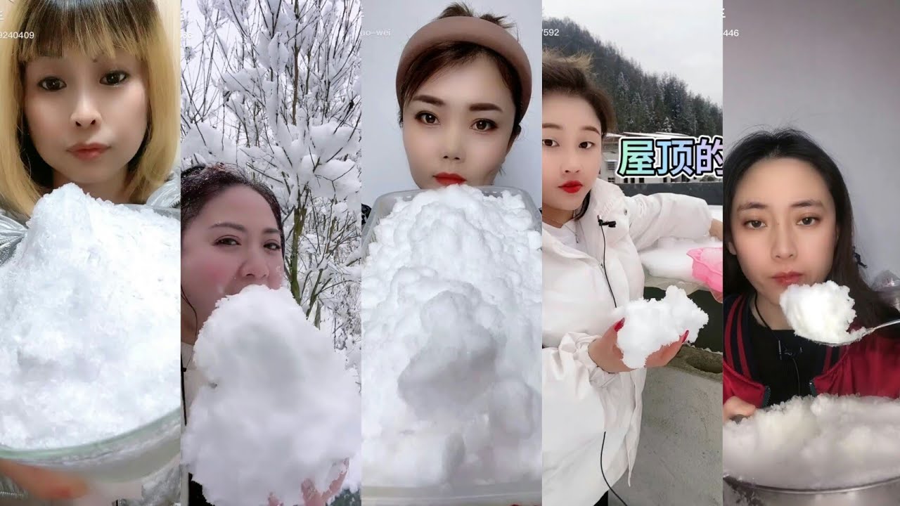 ASMR WHITE SHAVED ICE || SNOW EATING #iceeating #shavedice #crunchyasmr #snowice #kwai #freezer