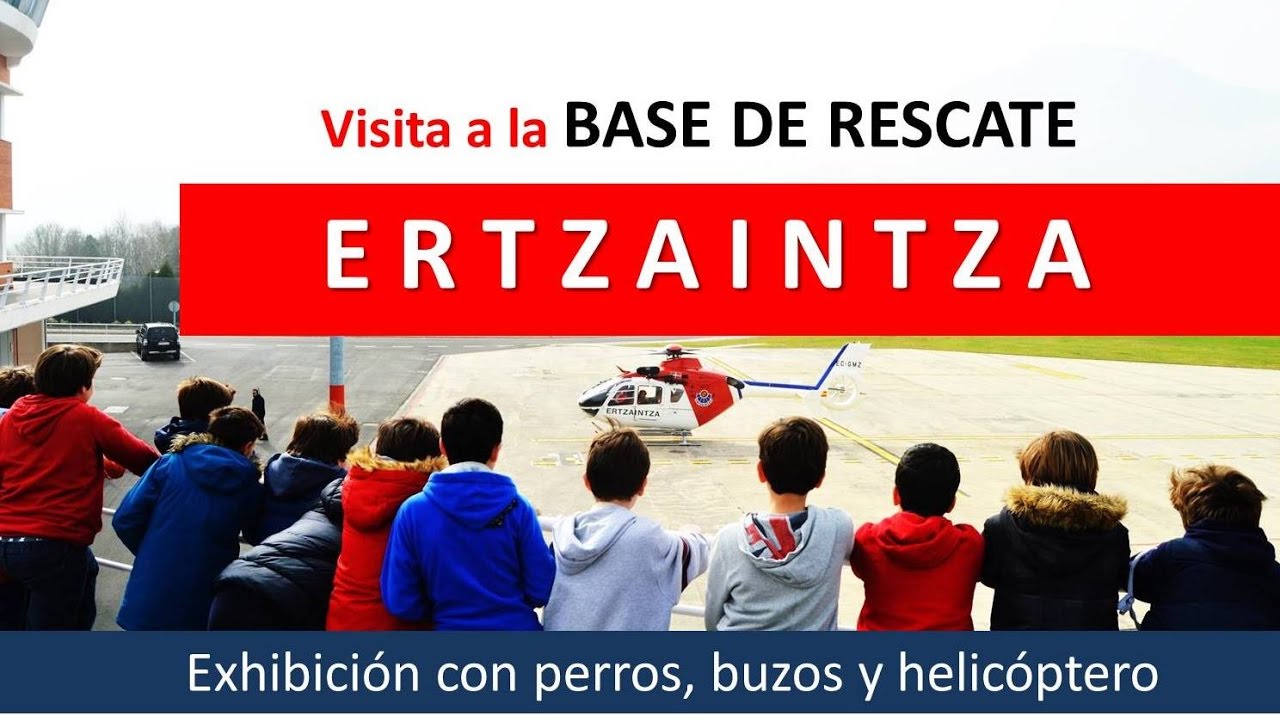 Gaztelueta en Base de Rescate Ertzaintza - exhibición con perros, buceadores y helicóptero