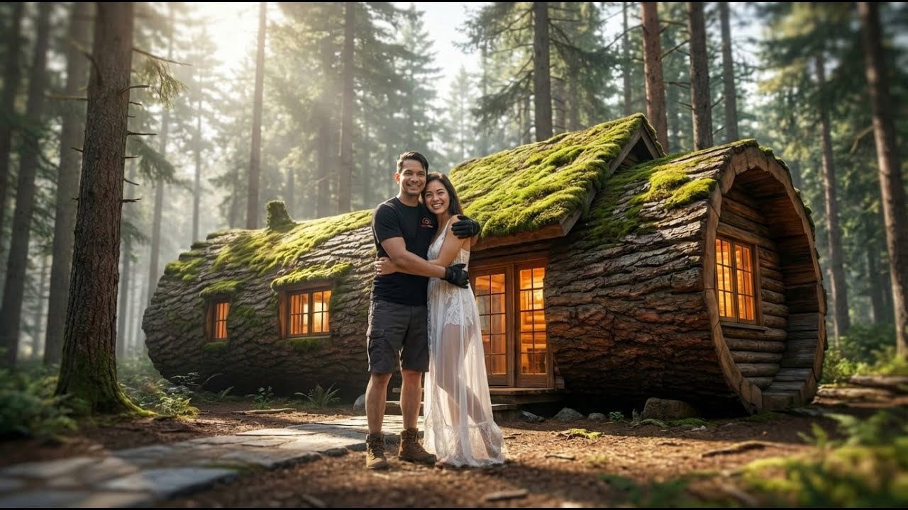 Building a house in the forest (ASMR) - This Man Built A Mini House Inside a Tree Trunk By Himself
