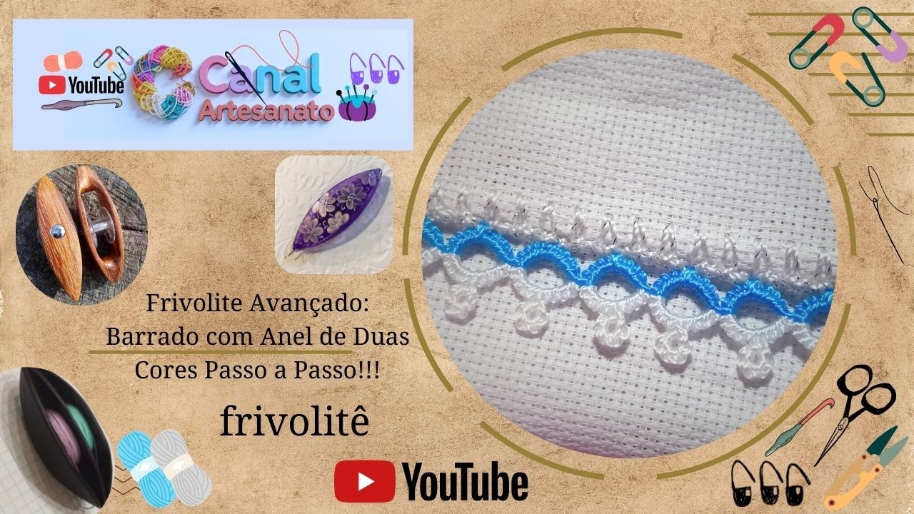 Frivolité Barrado com Anel de Duas Cores  Passo a Passo Fácil e Técnica Profissional#frivolite #diy