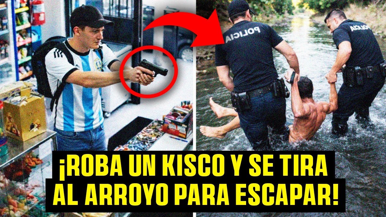 LADRÓN ROBA, se TIRA al ARROYO para HUIR de la POLICÍA y termina REDUCIDO | Captado en Cámara