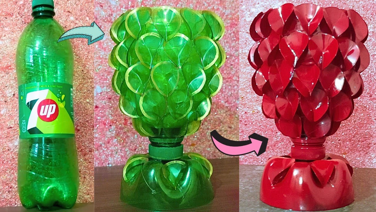 Artesanato de garrafa de plástico agradável e fácil #  Great 👍 idea from plastic bottle