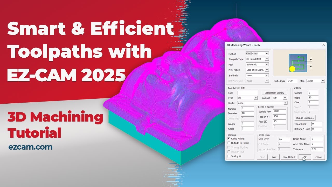 EZ-CAM Roughing and Finishing Tool Path on a Complex Model | #ezcam #ezmill #cadcamcnc