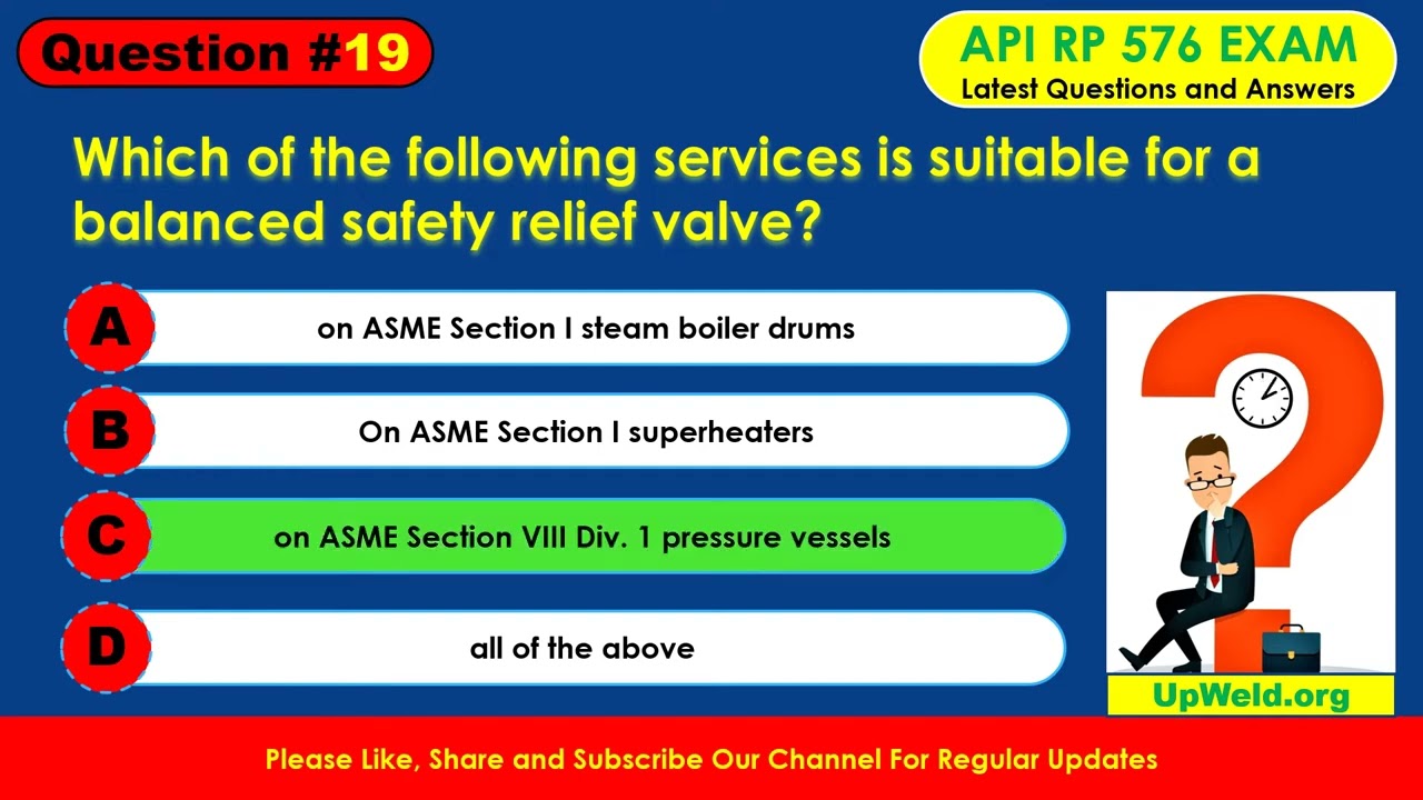 API RP 576 Exam Type MCQ's- Inspection of Pressure Relieving Devices
