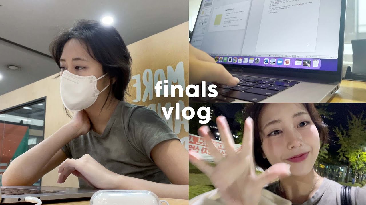 🧋eng | 연세대 2학년 기말고사 브이로그 : 친구랑 도서관 마감 찍기, 디자인경영, 대학생 브이로그, 신촌 🧋