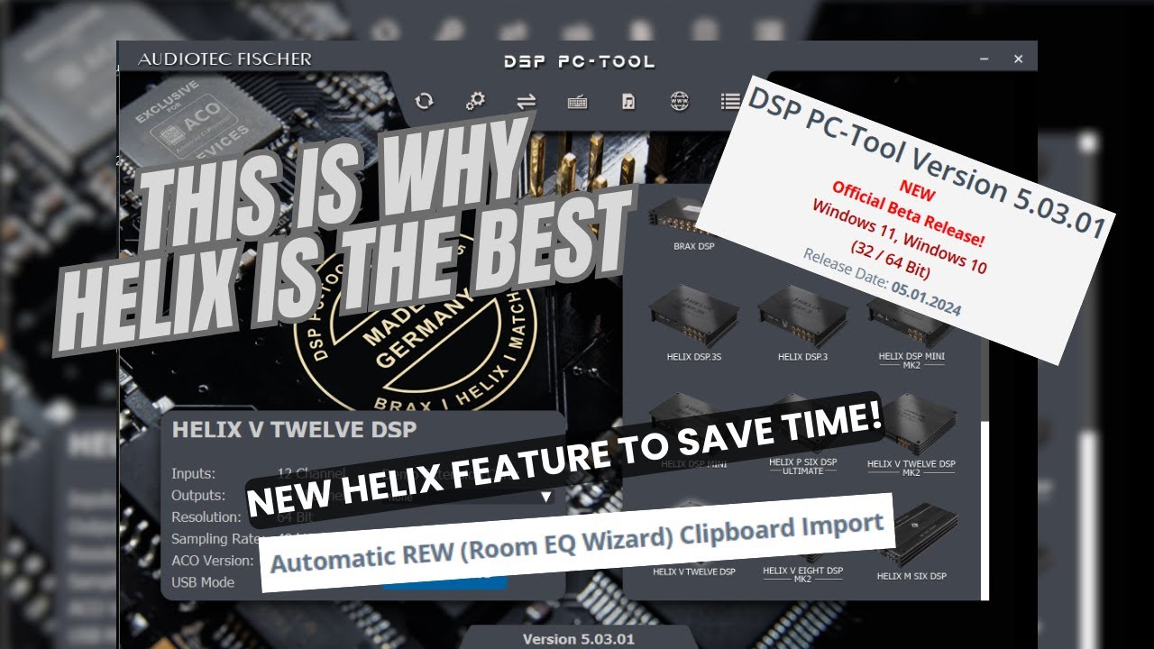 Обновление Helix DSP PC-Tool - автоматический импорт из REW!