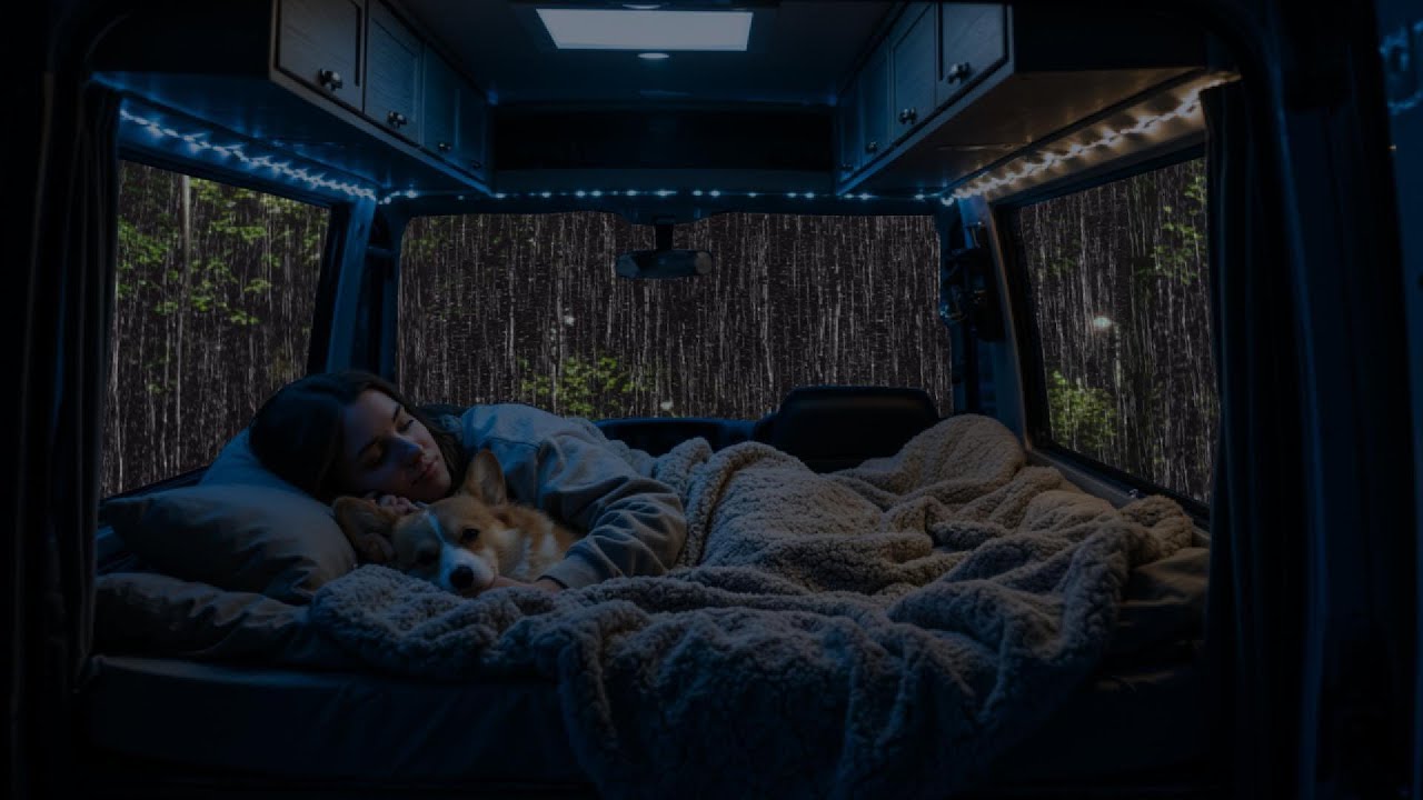 Relaxing Rain & Thunder on Cozy Car ⛈ Deep Sleep Sounds, Stress Relief & Peaceful Night Ambience