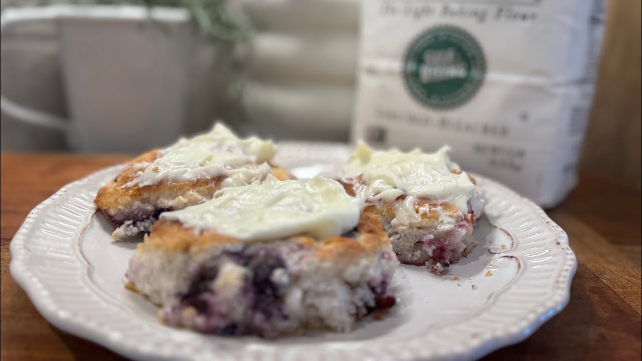 Blueberry Buttermilk Biscuits with Cream Cheese Icing 
