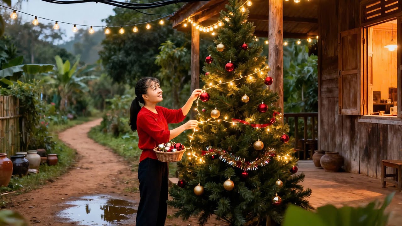 Christmas Tree Decoration 🎄 Cozy Christmas at Home With Roasted Chicken