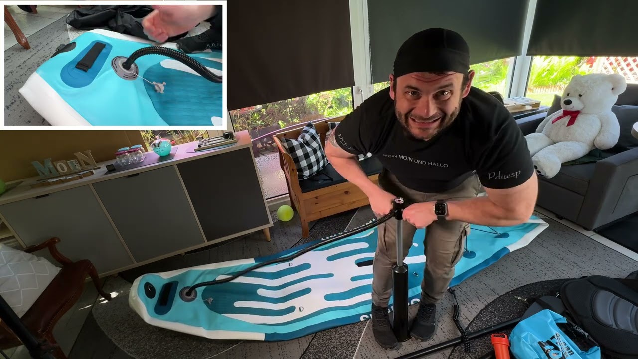 Stehpaddeln (SUP): Stand-up-Paddling Board aufpumpen & montieren, Luft ablassen und verpacken