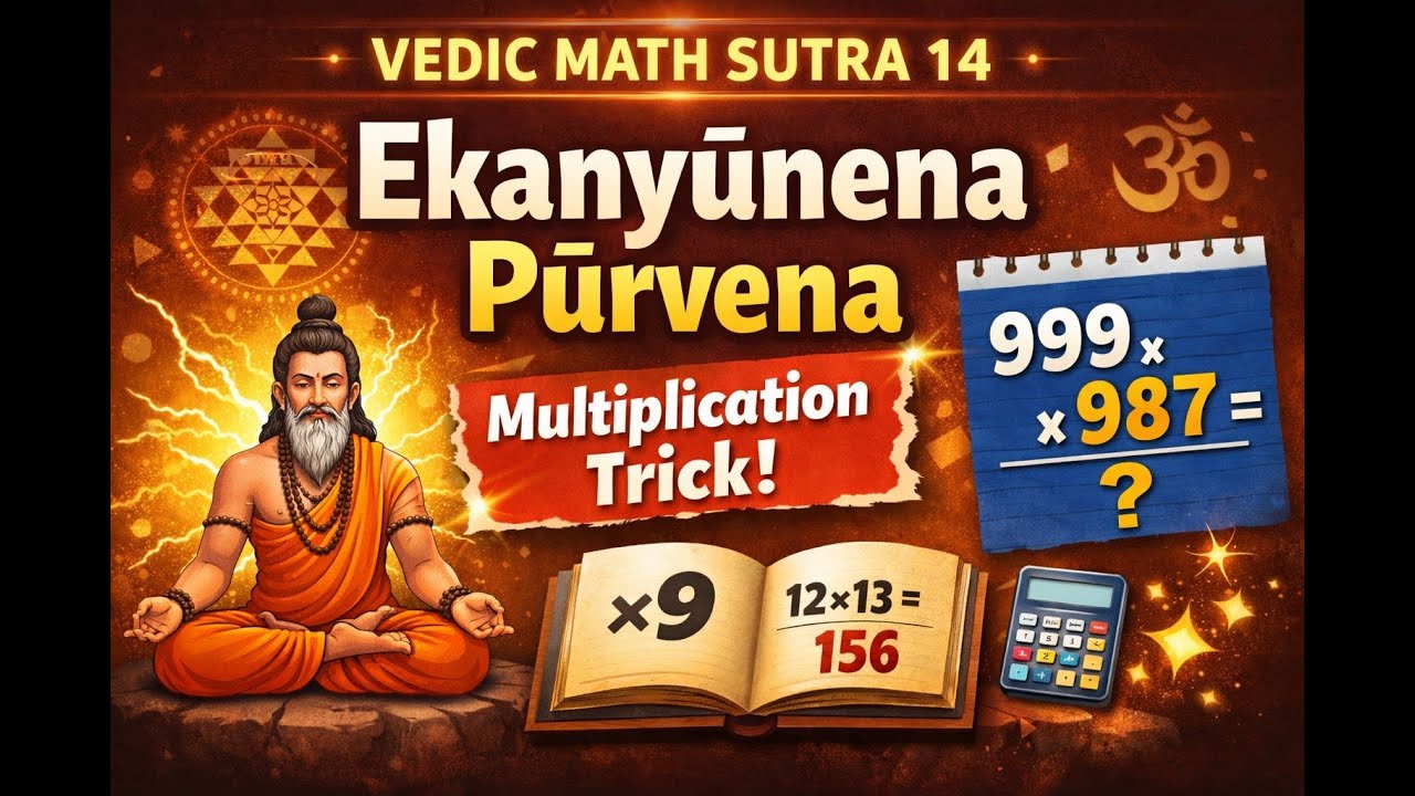 Ekanyūnena Pūrvena | Ведическая математическая сутра, которая упрощает умножение @mathscore93