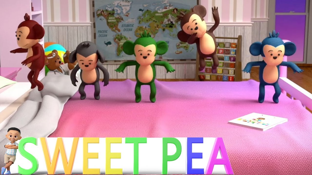 Five Little Monkeys Jumping on the Bed Kids Song Nursery Rhyme For Babies & Children