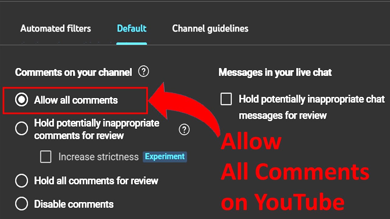 How to Allow All Comments on YouTube