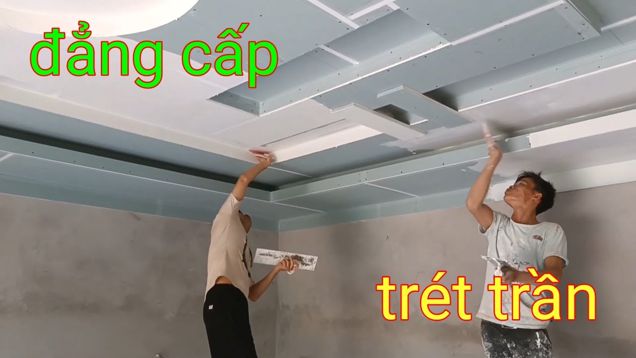 Hướng dẫn cách trét trần thạch cao cấp hở đơn giản dễ học || Mẫn Trọc TV